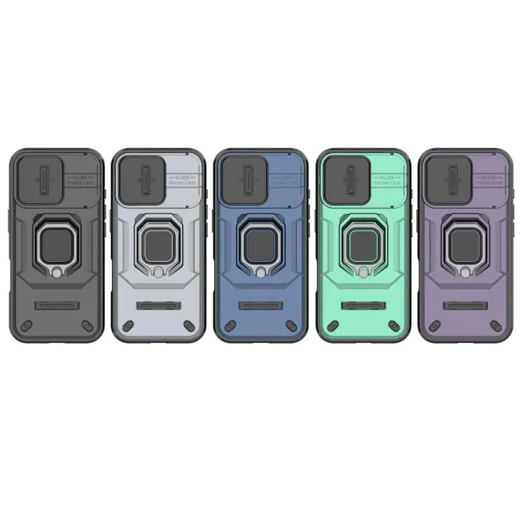 [With Lens Cover][Built-in Stand] Apple iPhone 17/Air/Pro/Max - Shield Shockproof Rugged Heavy Duty Case - Image 2