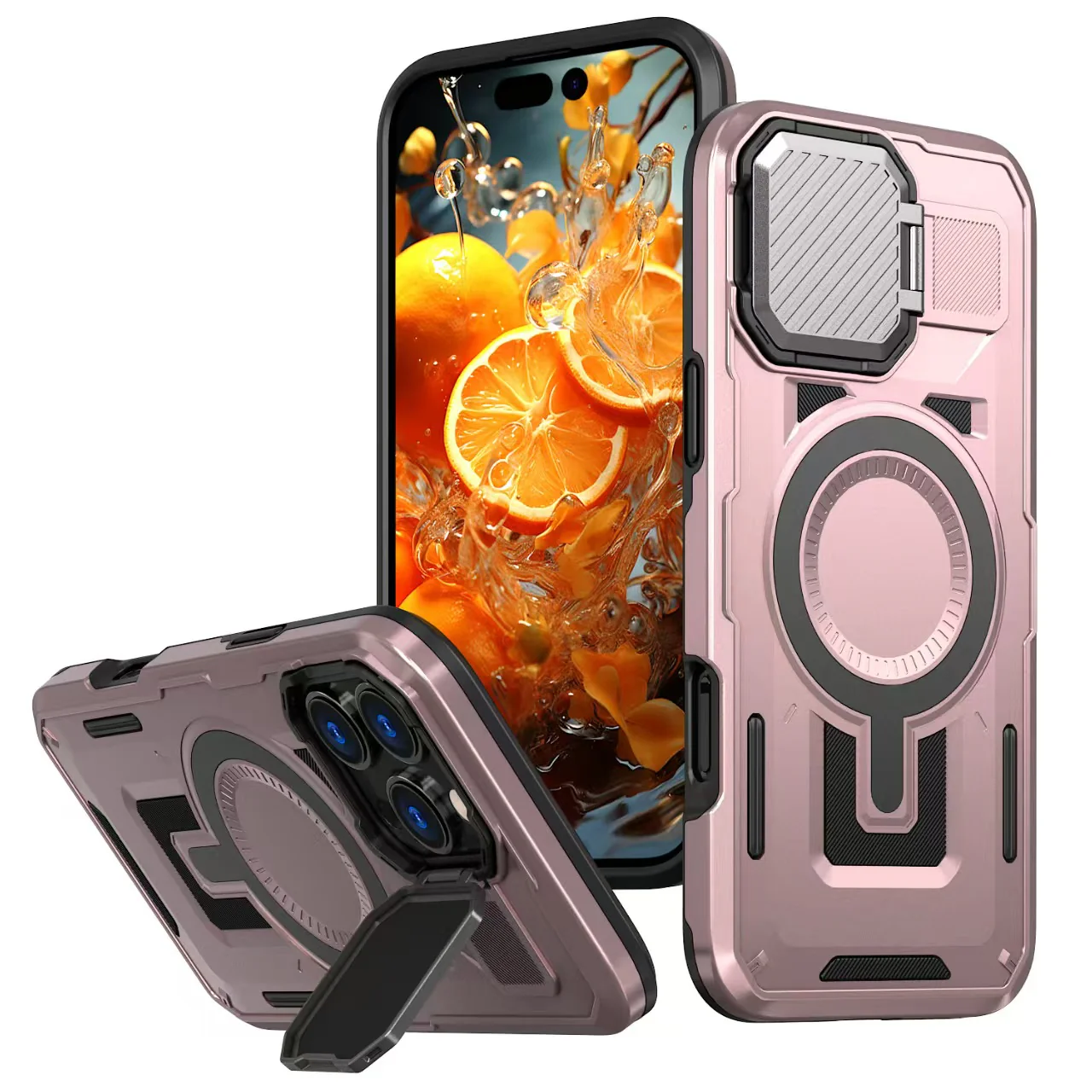 [With Lens Cover][Magsafe Compatible] Apple iPhone 15/Plus/Pro/Pro Max - Military Rugged Shield Heavy Duty Drop Proof Case - Image 2