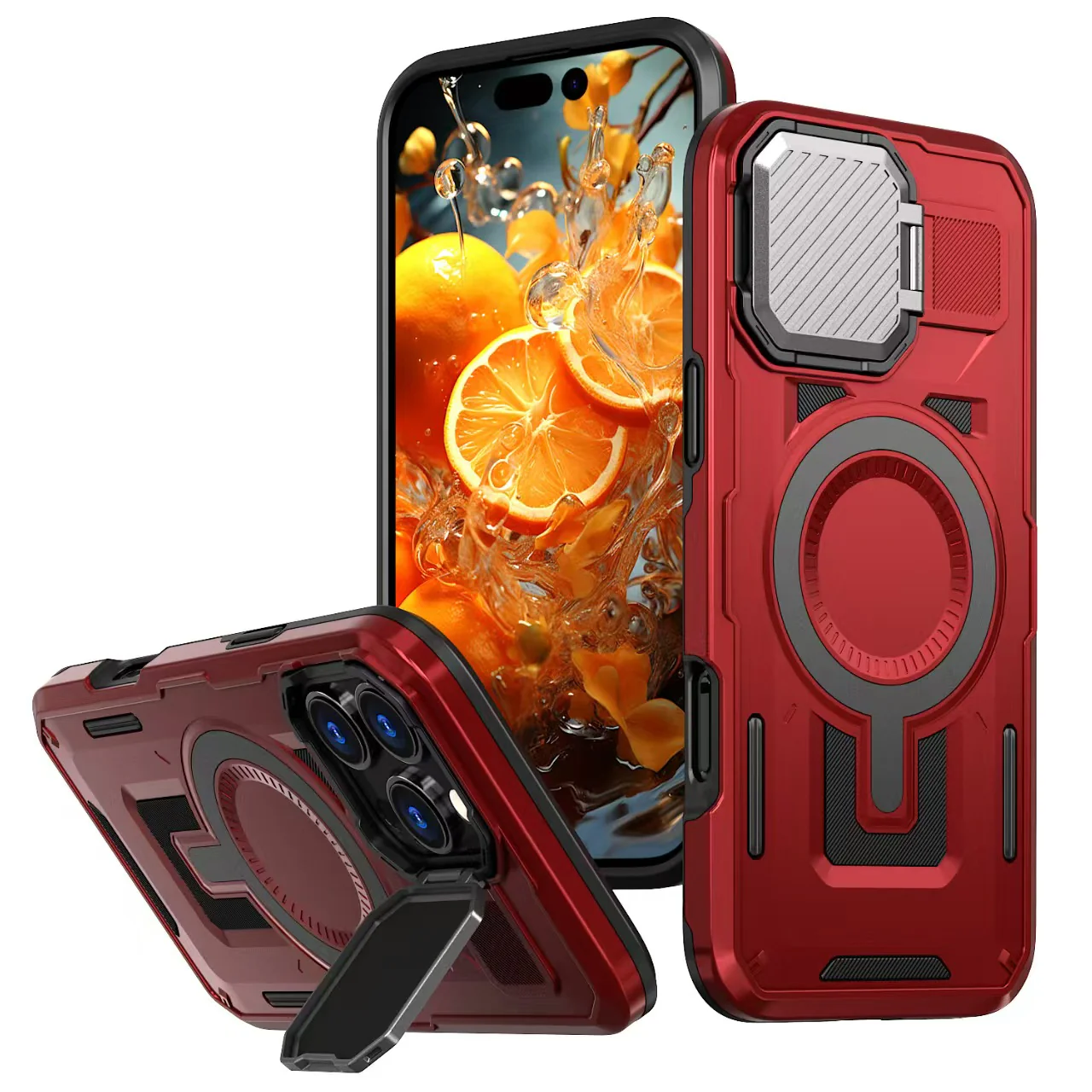 [With Lens Cover][Magsafe Compatible] Apple iPhone 15/Plus/Pro/Pro Max - Military Rugged Shield Heavy Duty Drop Proof Case - Image 6