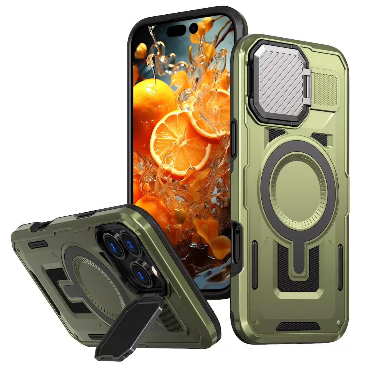 [With Lens Cover][Magsafe Compatible] Apple iPhone 15/Plus/Pro/Pro Max - Military Rugged Shield Heavy Duty Drop Proof Case - Image 8