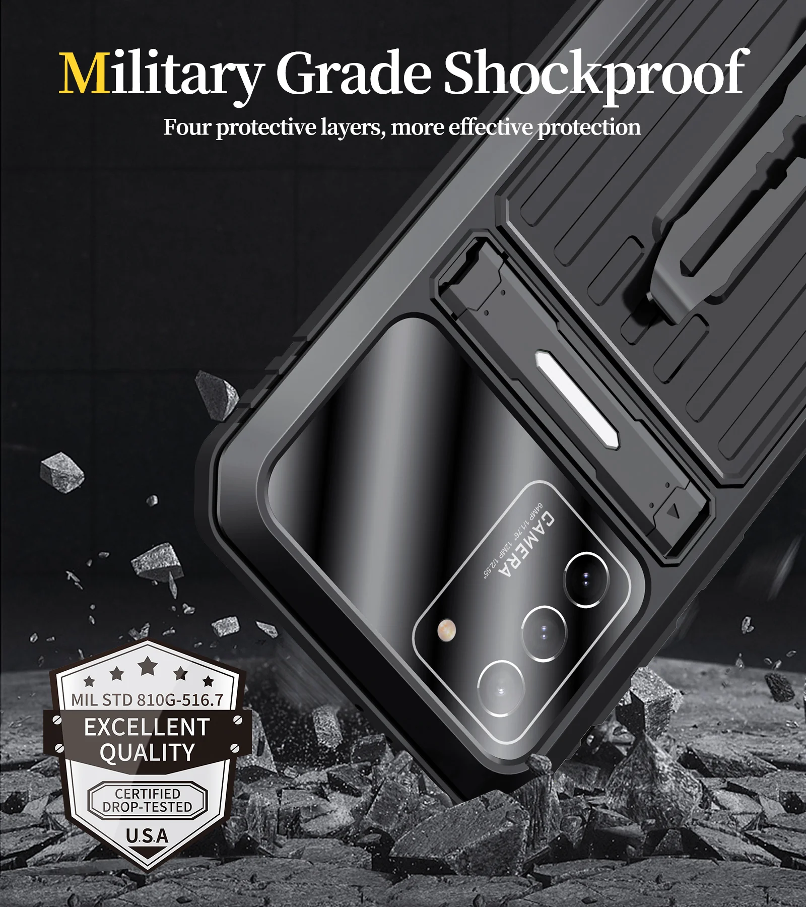 [With Metal Stand] Samsung Galaxy S21/Plus/Ultra/FE - Shockproof Heavy Duty Series Case - Image 5