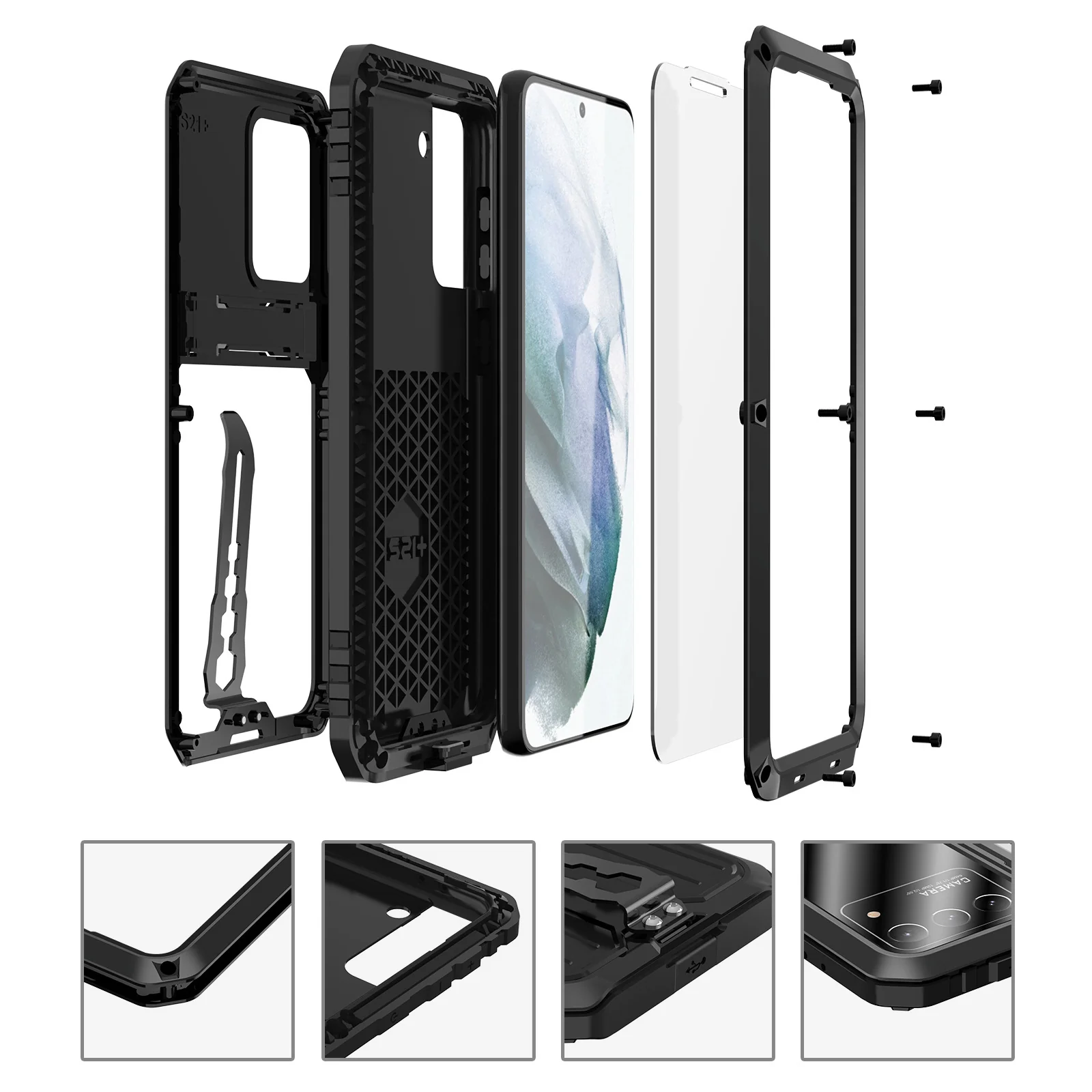 [With Metal Stand] Samsung Galaxy S21/Plus/Ultra/FE - Shockproof Heavy Duty Series Case - Image 6