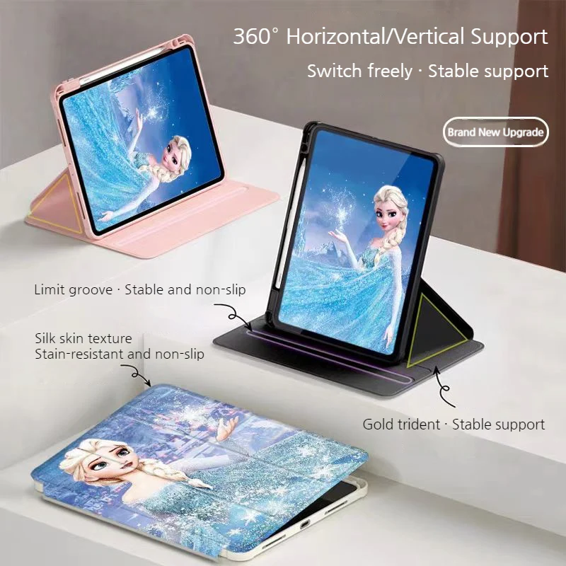 [With Pen Slot] Apple iPad Mini 6/7 8.3'' 6/7th Gen (2021/2024) Elsa Princess Rotatable Shockproof Acrylic Protective Case - Image 6