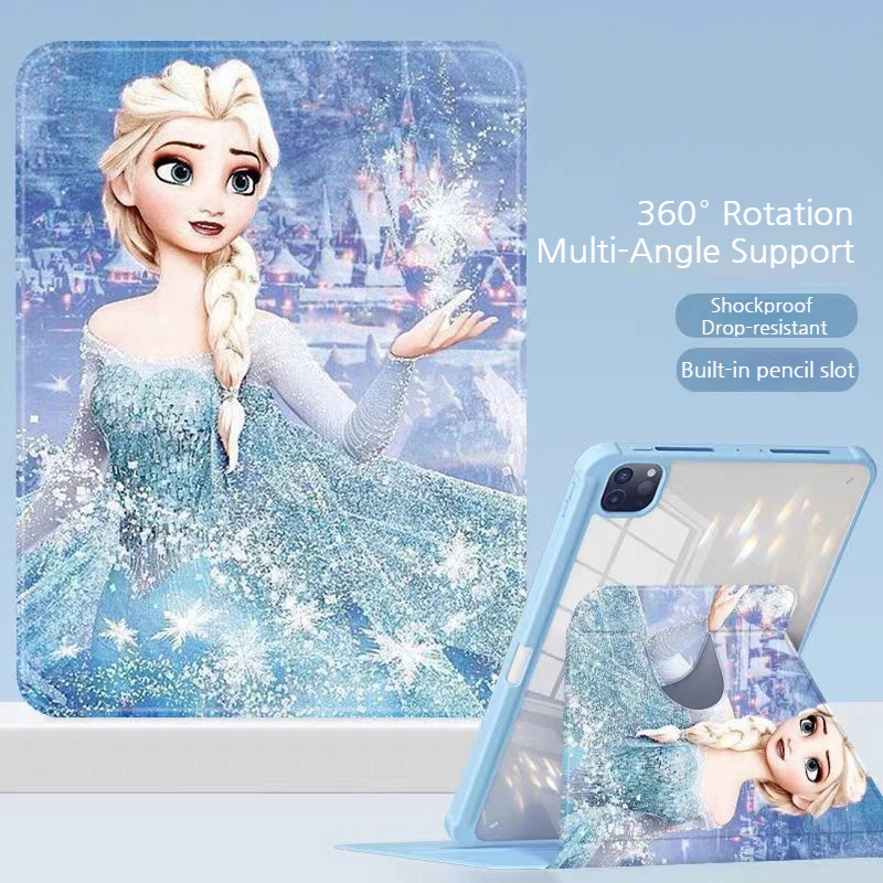 [With Pen Slot] Apple iPad Mini 6/7 8.3'' 6/7th Gen (2021/2024) Elsa Princess Rotatable Shockproof Acrylic Protective Case - Image 7