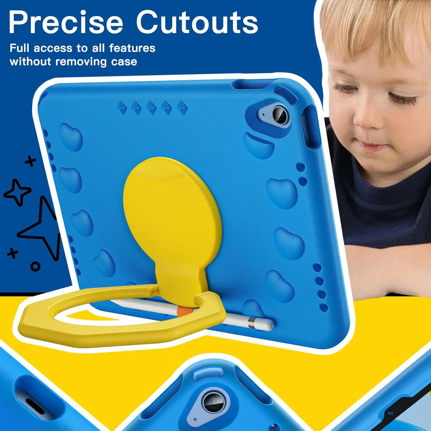 [With Pen Slot][Built-in Stand] Apple iPad 10/11'' 10/11th Gen (2022/2025) EVA Silicone Kids Shockproof Case - Image 4