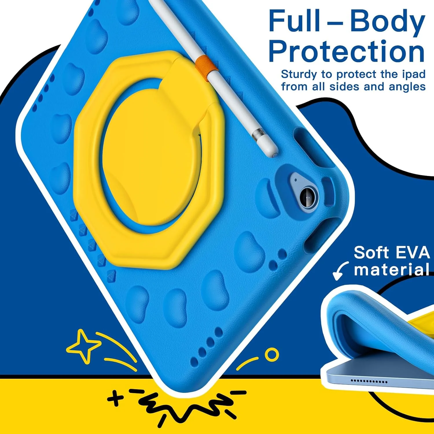 [With Pen Slot][Built-in Stand] Apple iPad 10/11'' 10/11th Gen (2022/2025) EVA Silicone Kids Shockproof Case - Image 5