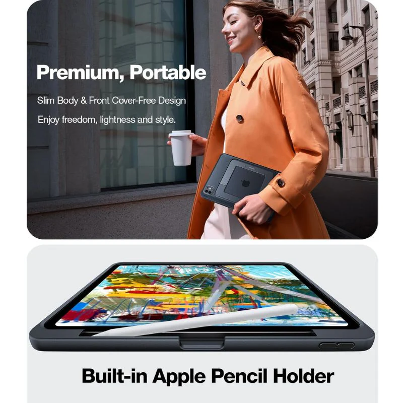 [With Pen Slot][Built-in Stand] Apple iPad Mini 6/7 8.3'' 6/7th Gen (2021/2024) - TORRAS Acrylic Full Cover Military Grade Heavy Duty Series Case - Image 7