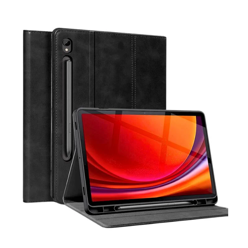 [With Pen Slot] Samsung Galaxy Tab S9 Plus & S9 FE Plus 12.4" - Full Coverage Shockproof Genuine Leather Case - Image 5