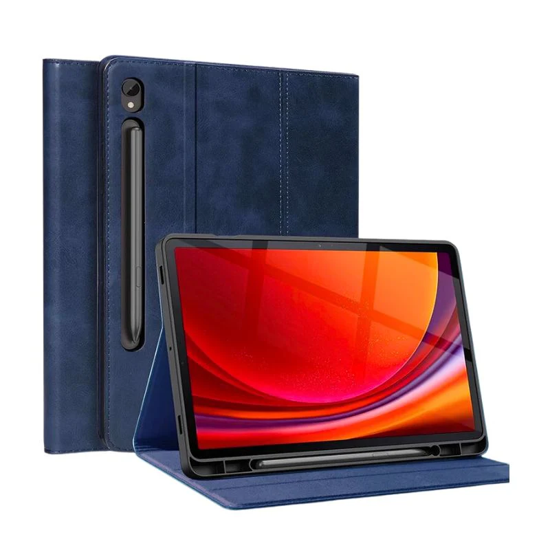 [With Pen Slot] Samsung Galaxy Tab S9 Plus & S9 FE Plus 12.4" - Full Coverage Shockproof Genuine Leather Case - Image 4