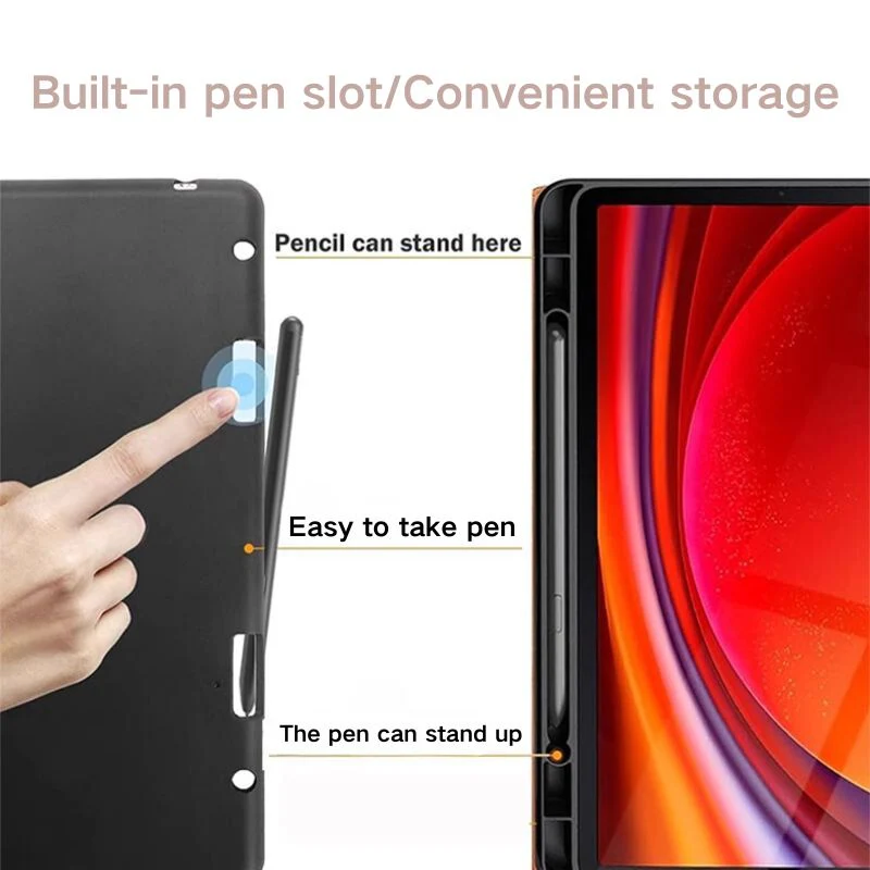 [With Pen Slot] Samsung Galaxy Tab S9 Plus & S9 FE Plus 12.4" - Full Coverage Shockproof Genuine Leather Case - Image 8