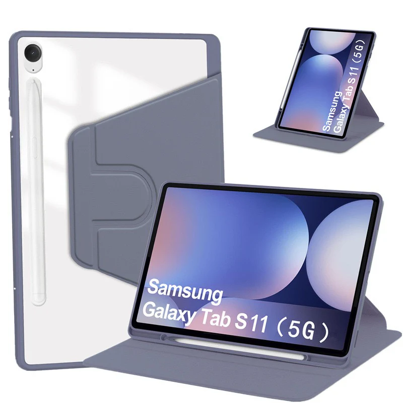 [With Pen Slot] Samsung Galaxy Tab S11 (2025) 11" - 360 Degree Rotating Magnetic Flip Cover Case - Image 11
