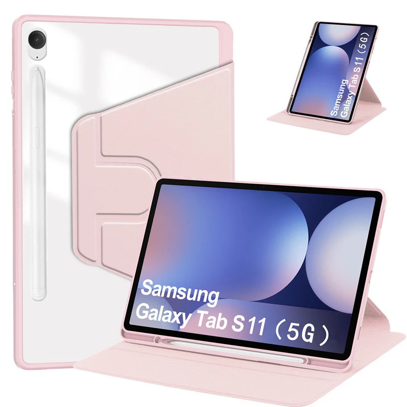 [With Pen Slot] Samsung Galaxy Tab S11 (2025) 11" - 360 Degree Rotating Magnetic Flip Cover Case - Image 7