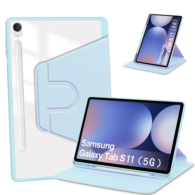 [With Pen Slot] Samsung Galaxy Tab S11 (2025) 11" - 360 Degree Rotating Magnetic Flip Cover Case - Image 8