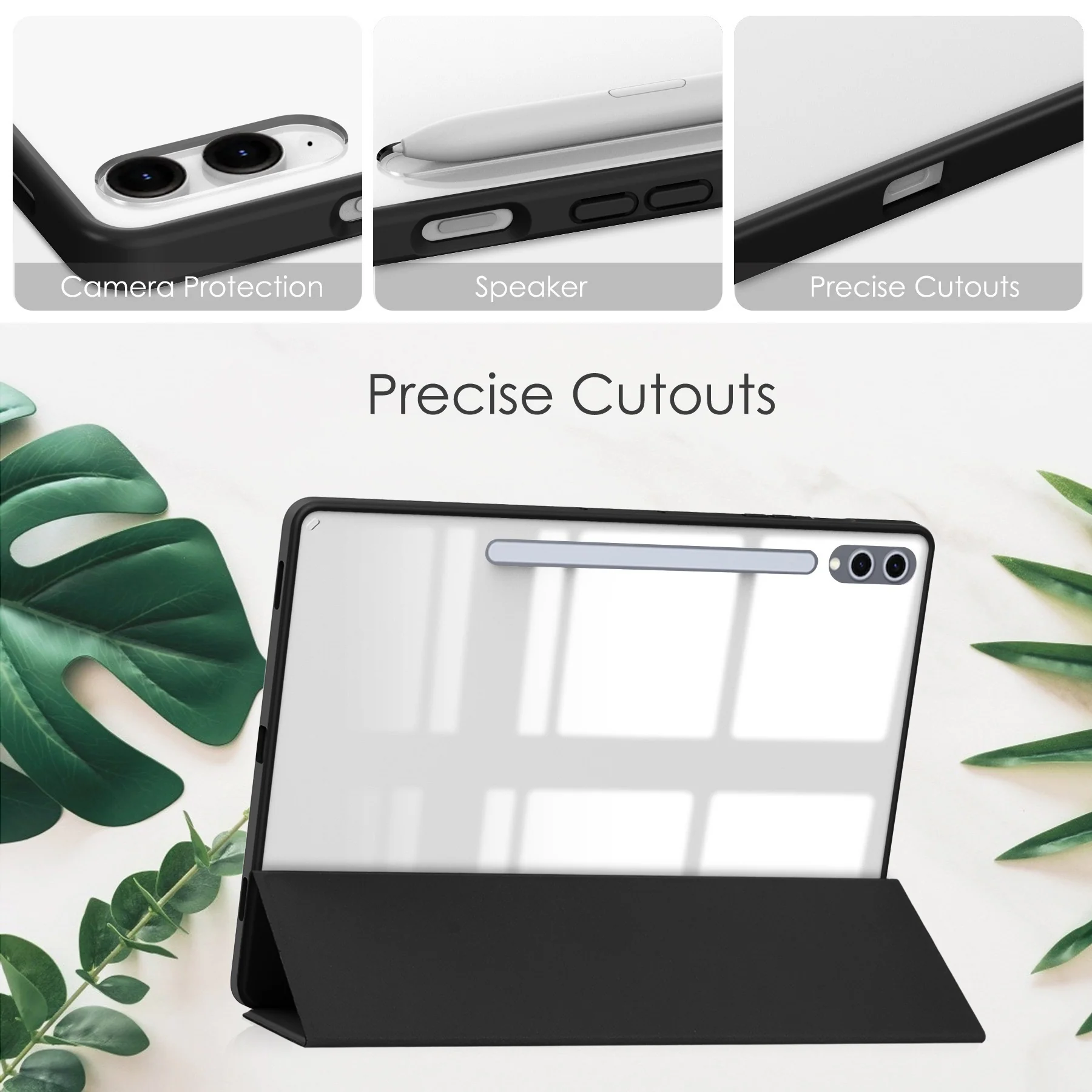[With Pen Slot] Samsung Galaxy Tab S11 (2025) 11" - Acrylic Transparent Foldable Flip Cover Case - Image 5