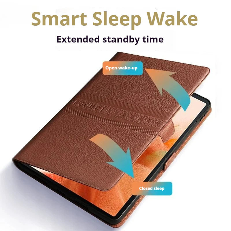 [With Pen Slot] Samsung Galaxy Tab A8 2021 10.5" (X200) - Business Shockproof Flip Genuine Leather Case - Image 3