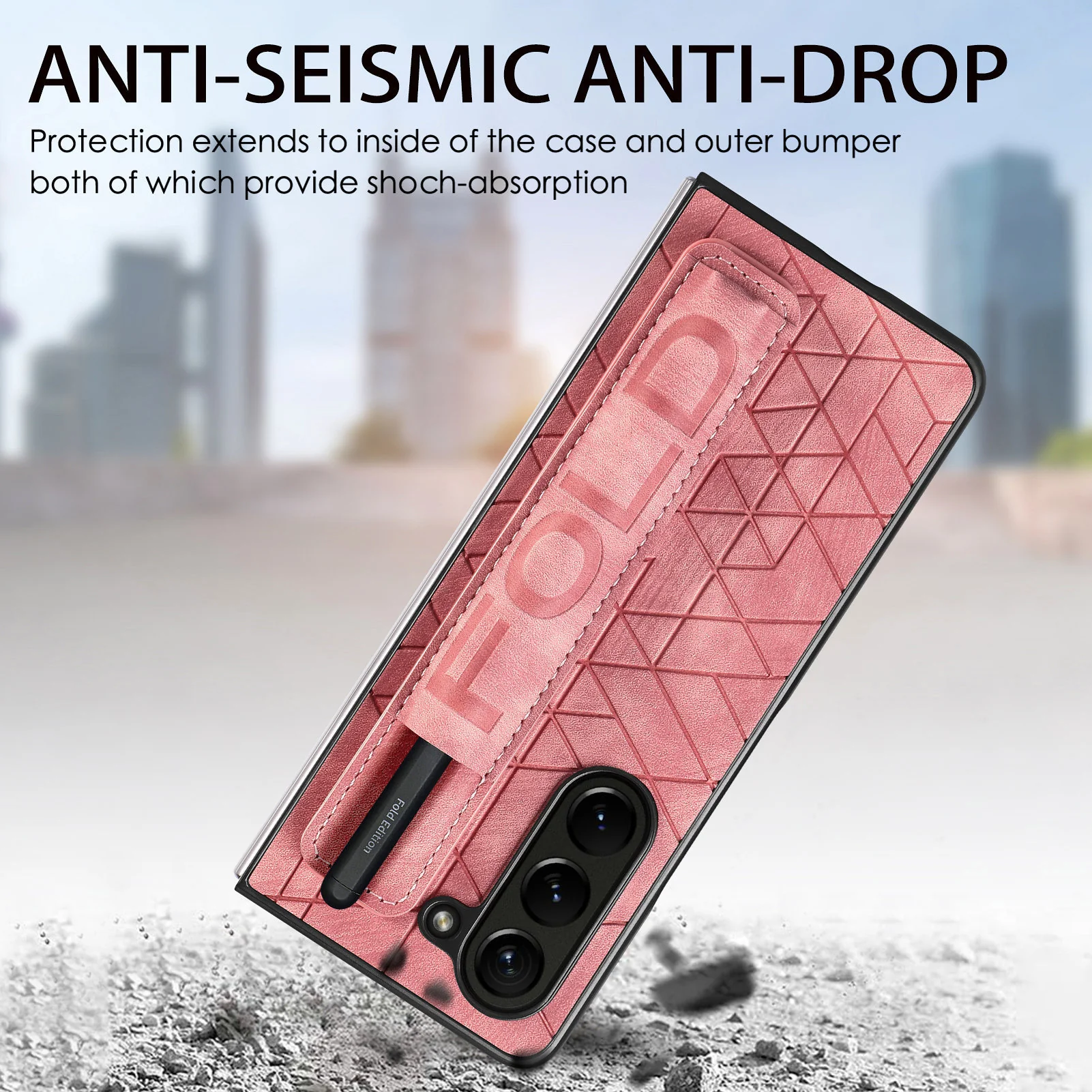 [With Pen Slot] Samsung Galaxy Z Fold5 (SM-F946) Foldable Vegan Leather Shockproof Case - Image 12