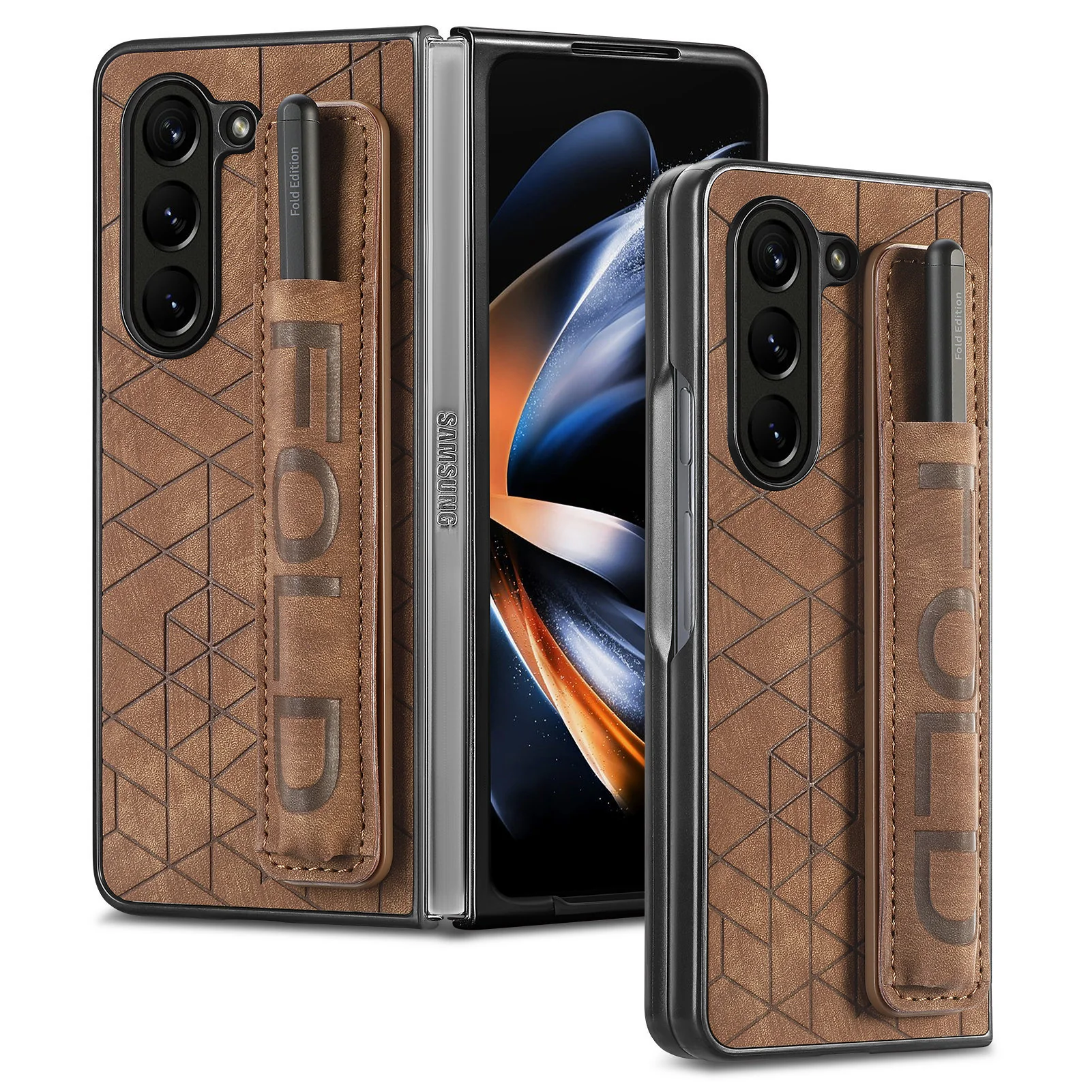 [With Pen Slot] Samsung Galaxy Z Fold5 (SM-F946) Foldable Vegan Leather Shockproof Case - Image 6