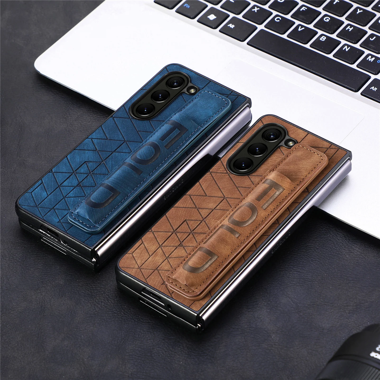 [With Pen Slot] Samsung Galaxy Z Fold5 (SM-F946) Foldable Vegan Leather Shockproof Case - Image 8
