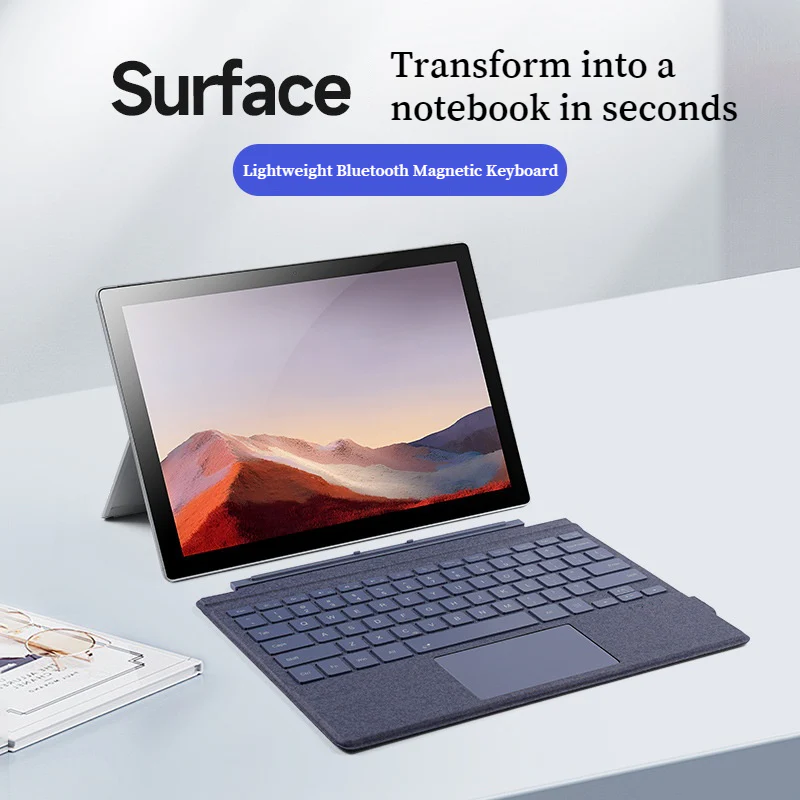 [With RGB Backlit] Microsoft Surface Pro 12 (2025) - Compatible with Lightweight Wireless Bluetooth Magnetic Touch Keyboard - Image 4