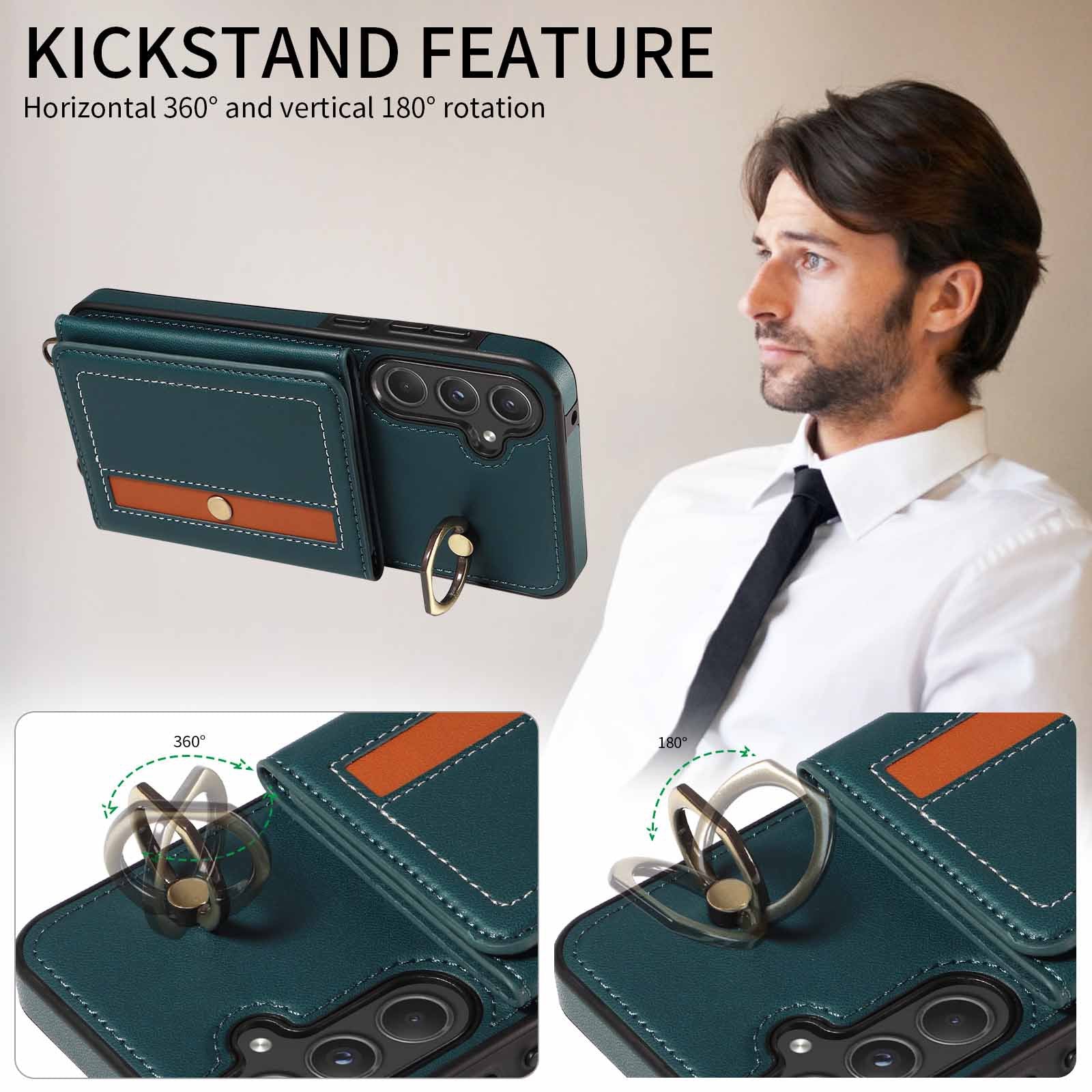 [With Ring Bracket][With Card Holder] Samsung S24/Plus/Ultra - Two-tone PU Leather Wallet Series Case - Image 8