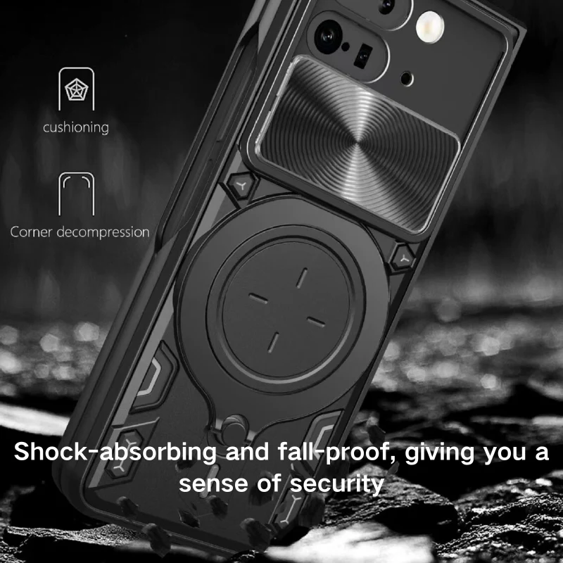[With Slide Lens Cover][Built-in Stand] Google Pixel 9 Pro Fold Shockproof Heavy Duty Series Case - Image 3