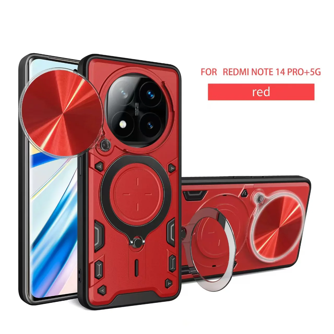 [With Slide Lens Cover][Built-in Stand] Xiaomi Redmi Note 14 Pro+ 5G TPU Shockproof Stand Series Case - Image 15