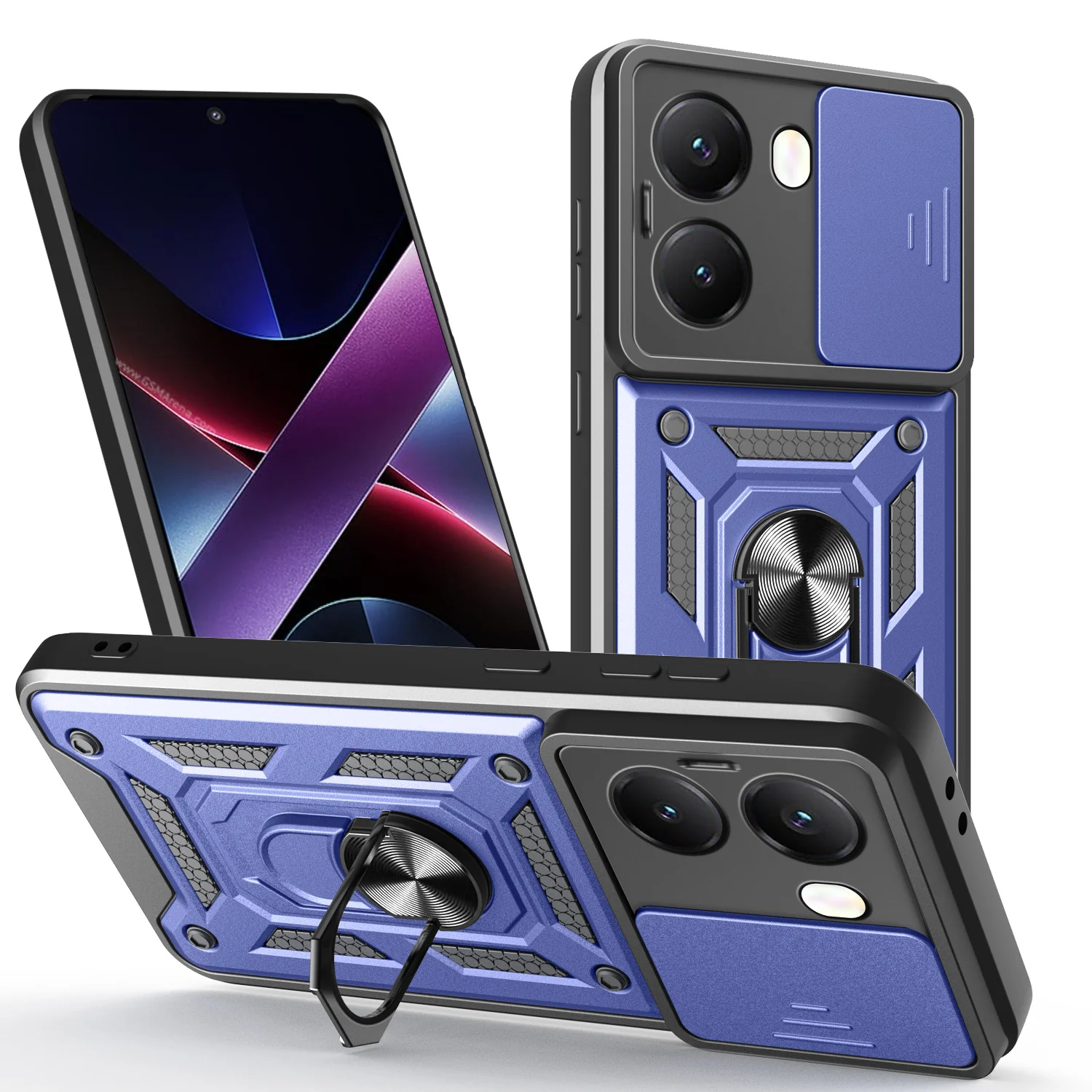 [With Slide Lens Cover] Xiaomi Poco X7 Pro Ring Bracket Shockproof Heavy Duty Series Case - Image 13