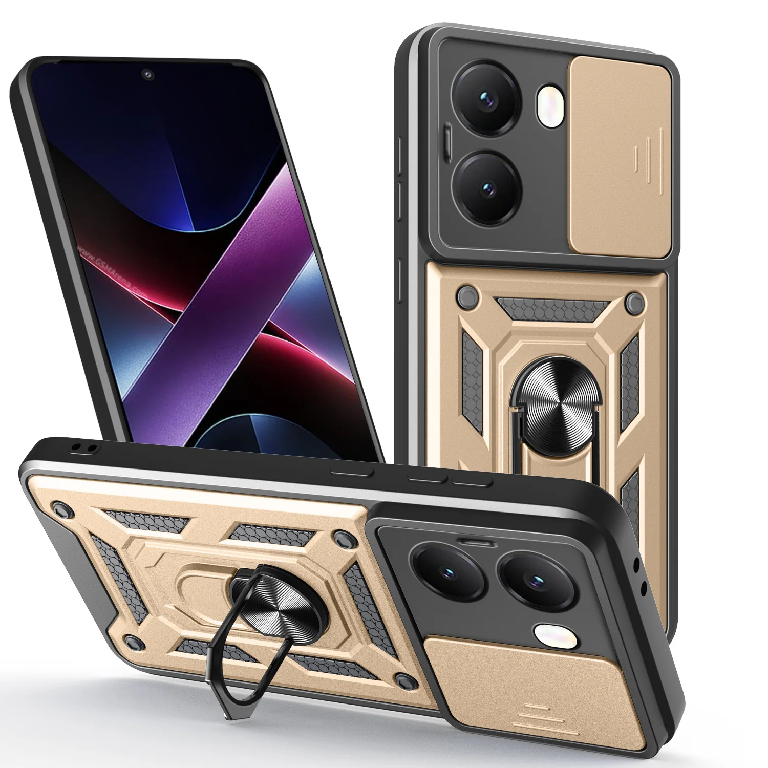 [With Slide Lens Cover] Xiaomi Poco X7 Pro Ring Bracket Shockproof Heavy Duty Series Case - Image 14