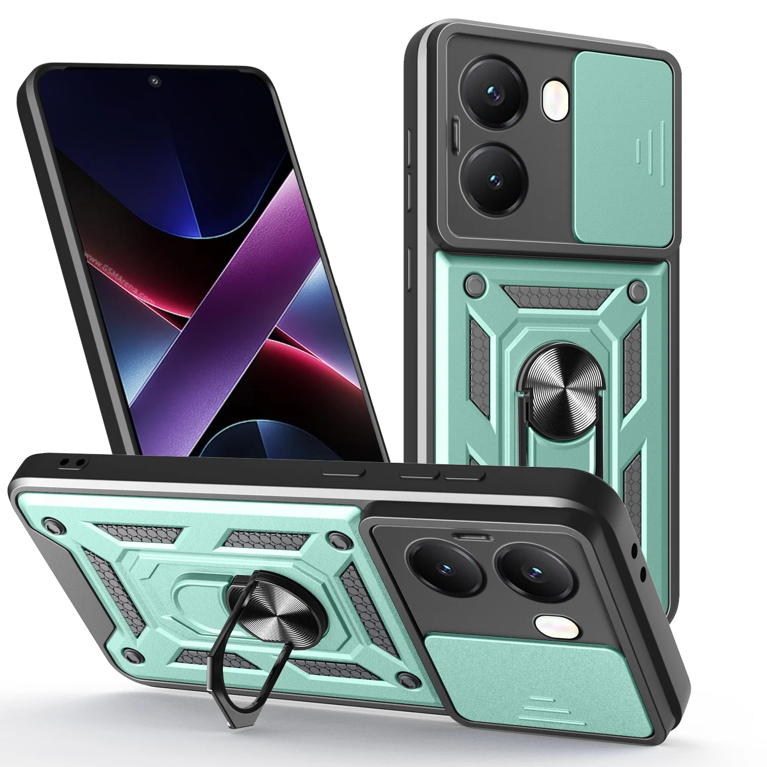 [With Slide Lens Cover] Xiaomi Poco X7 Pro Ring Bracket Shockproof Heavy Duty Series Case - Image 16