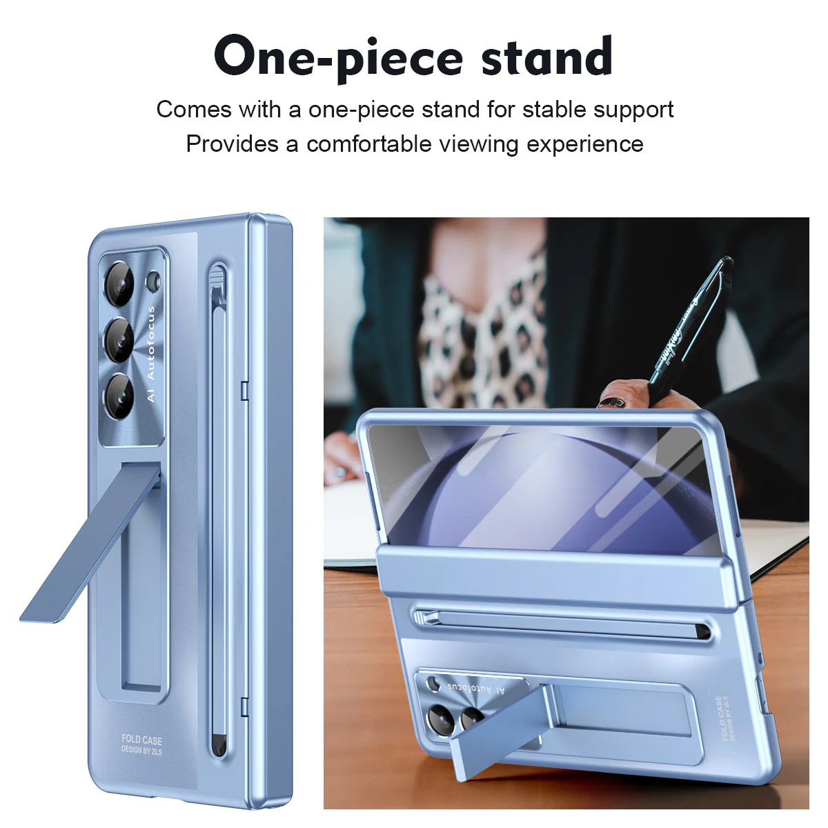 [With Stylus] Samsung Galaxy Z Fold4 (SM-F936) - Shell Membrane Integrated Shockproof Stand Case - Image 7