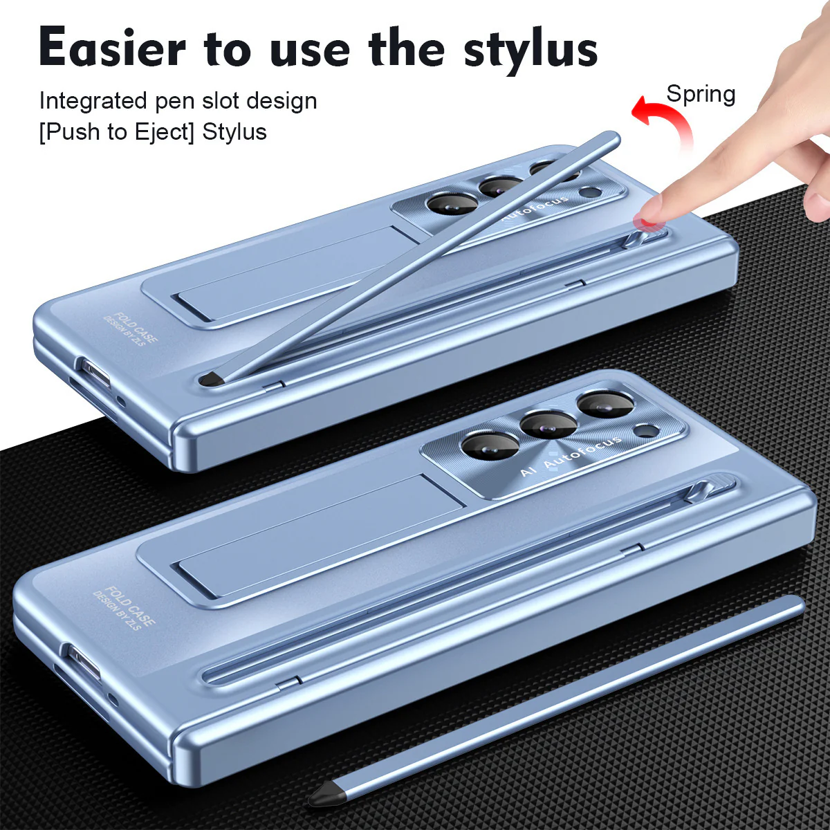 [With Stylus] Samsung Galaxy Z Fold4 (SM-F936) - Shell Membrane Integrated Shockproof Stand Case - Image 9