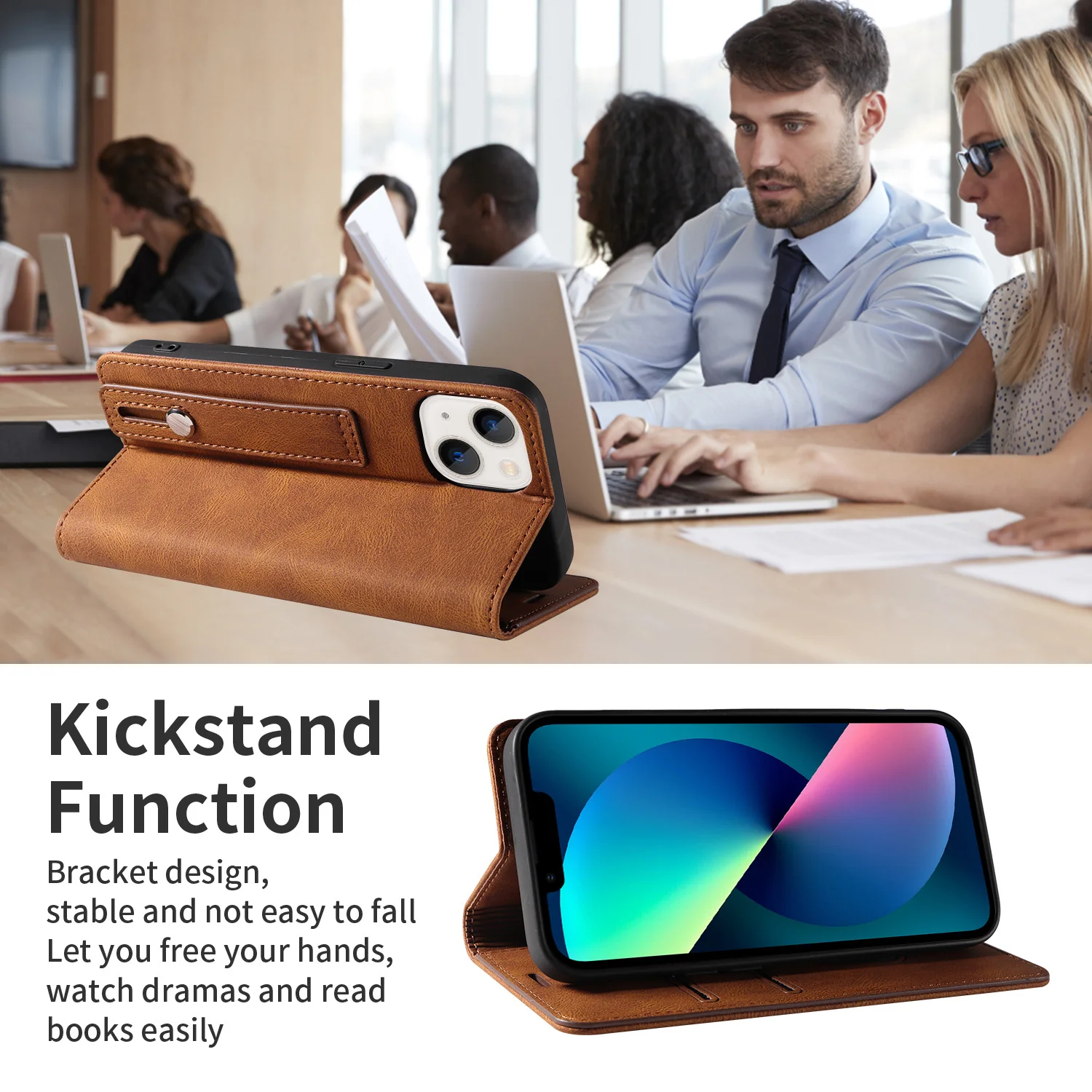 [With Wrist Strap][With Card Slot] Apple iPhone SE4 (2025) Multi-functional Leather Protective Wallet Case - Image 12