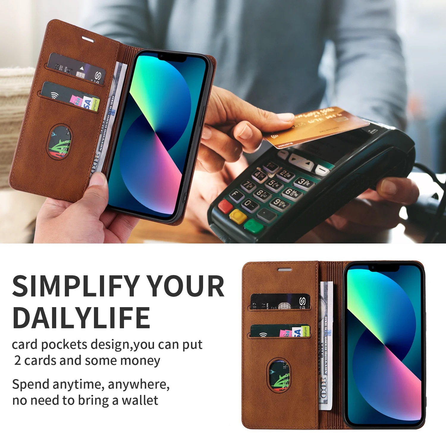 [With Wrist Strap][With Card Slot] Apple iPhone SE4 (2025) Multi-functional Leather Protective Wallet Case - Image 5