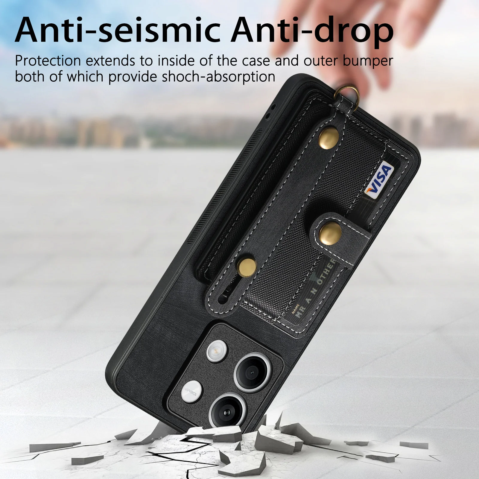 [With Wrist Strap][With Card Slot] Xiaomi Mi 15/Pro Premium Leather Kickstand Shockproof Wallet Series Case - Image 2