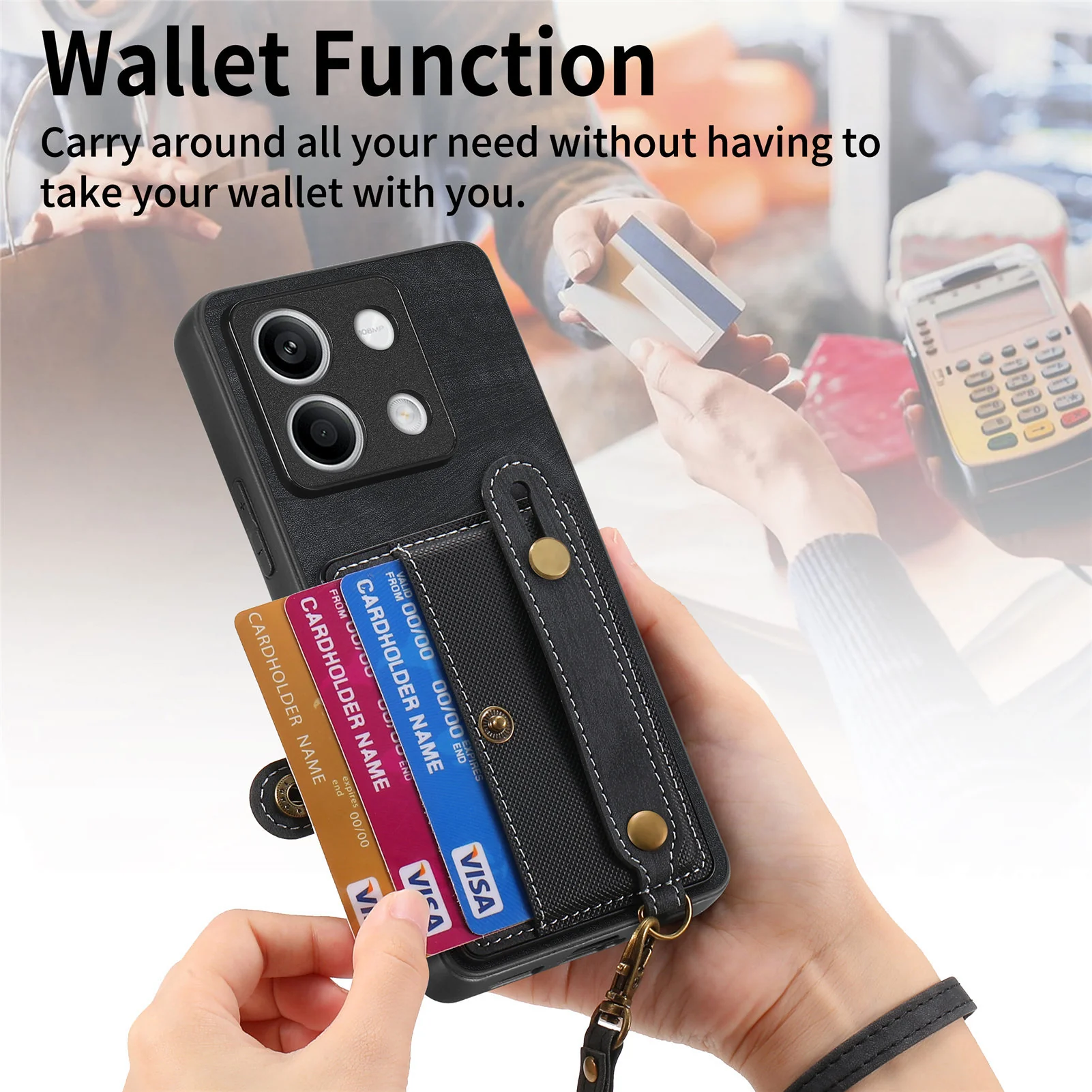 [With Wrist Strap][With Card Slot] Xiaomi Mi 15/Pro Premium Leather Kickstand Shockproof Wallet Series Case - Image 4
