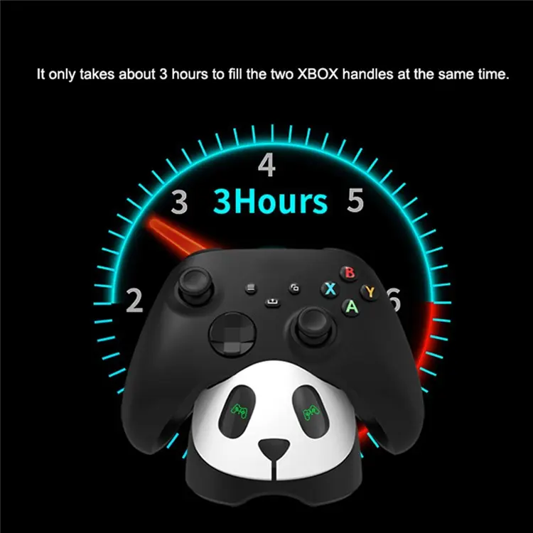 Xbox Controller Charging Station Panda Design Charger Dock with 2 x 1100mAh Battery - Image 6