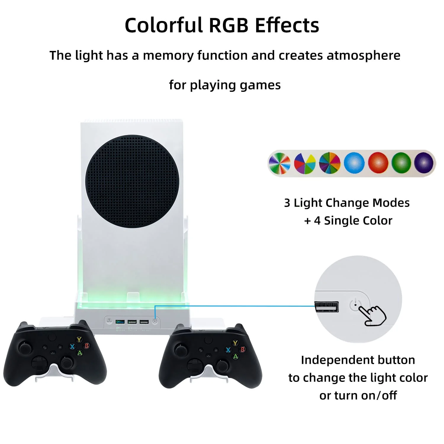 Xbox Series S Wall-mounted Color Changing Cooling Stand with Hook - Image 7