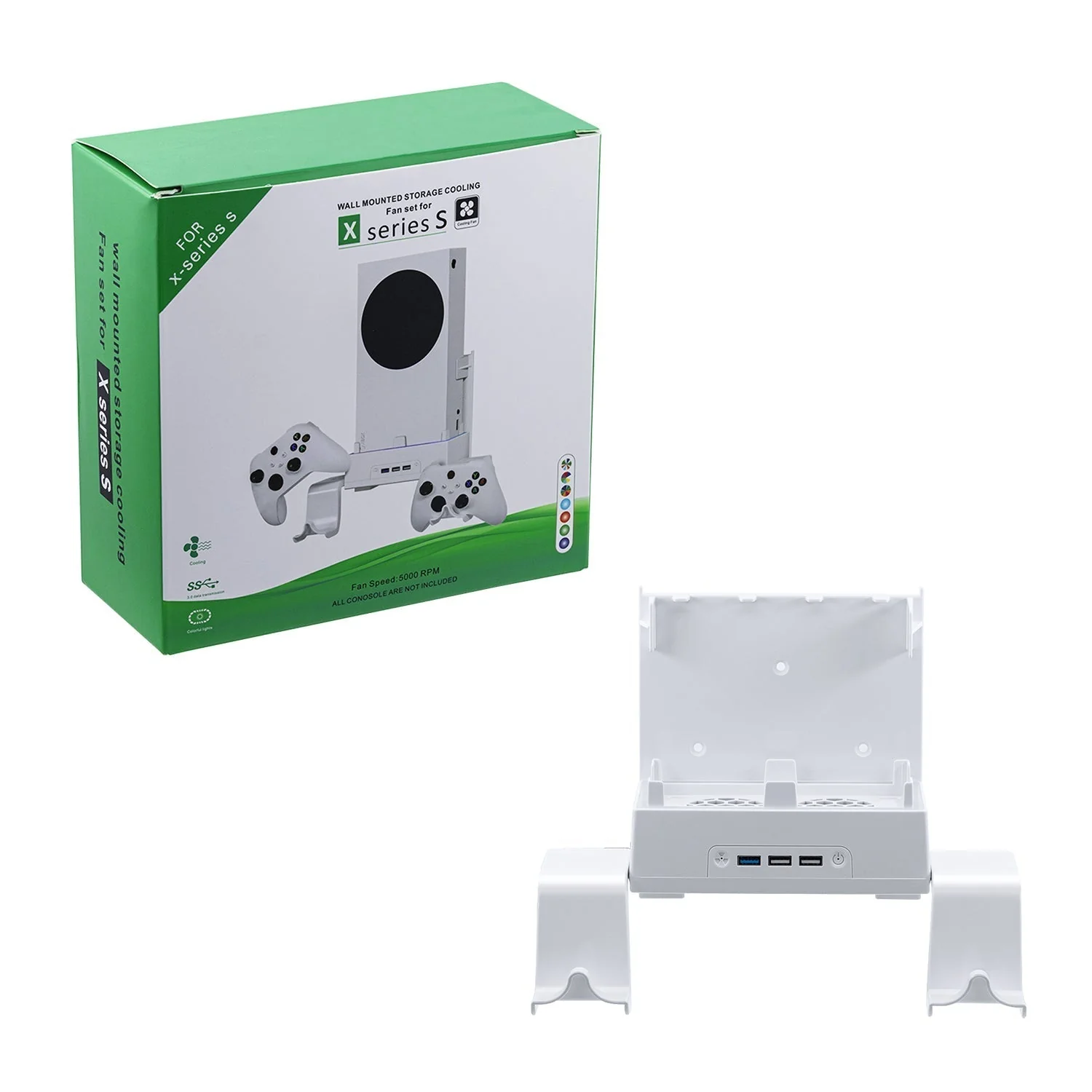 Xbox Series S Wall-mounted Color Changing Cooling Stand with Hook - Image 9