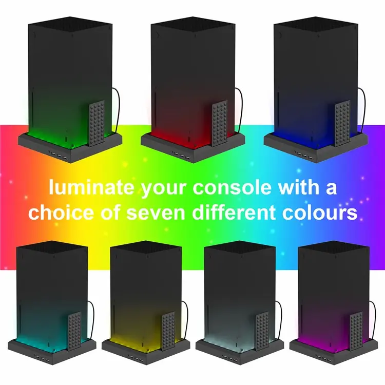 Xbox Series S / X Game Console Holder Stand With RGB Light & USB Hub - Image 4