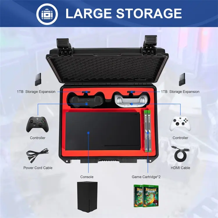 Xbox Series X Portable Heavy Duty Anti-Shock Storage Box Waterproof Carrying Box Suitcase - Image 4