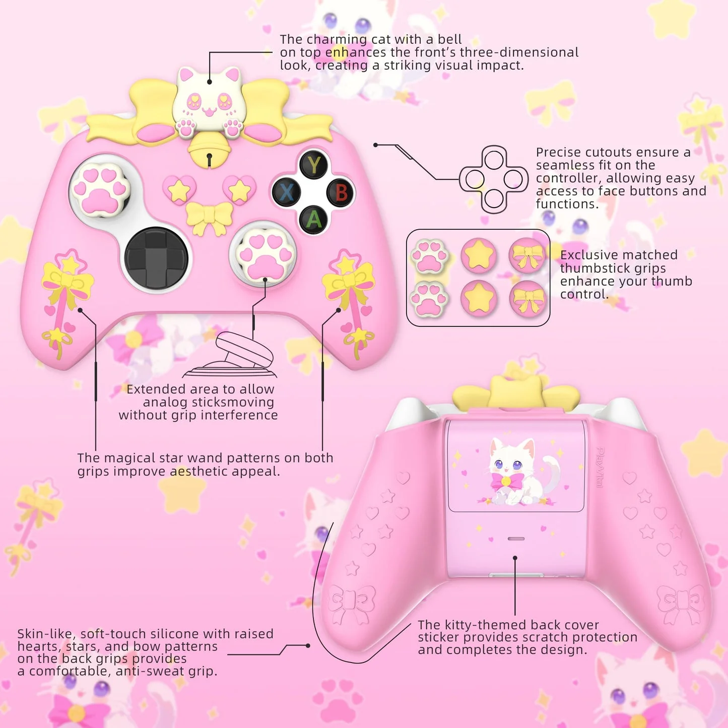 Xbox Series X/S - Sweetheart Kitty Cartoon Silicone Anti-Slip Wireless Controller Cover - Image 2