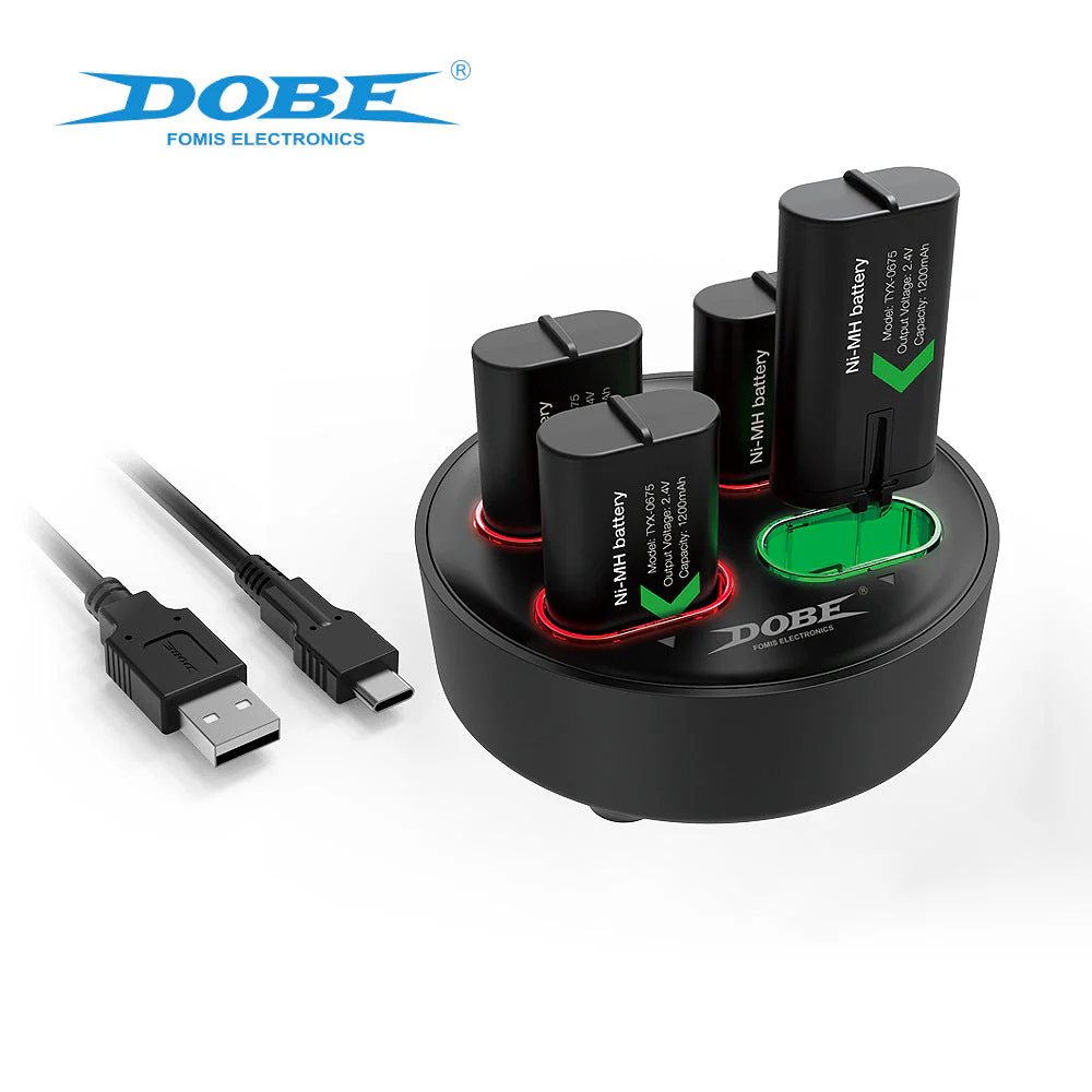 Xbox Wireless Controller Battery Backup Pack 1200mAh 4pcs & Fast Charger Dock Station