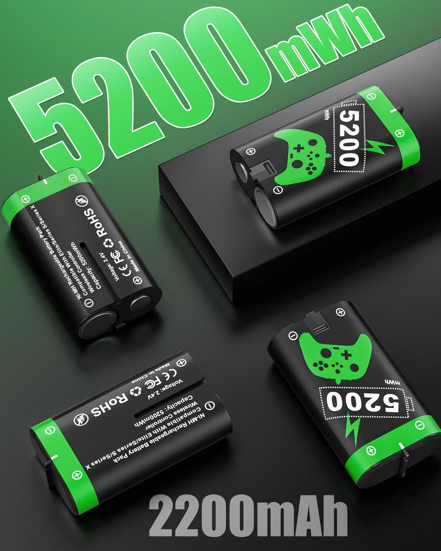 Xbox / Xbox One / Xbox Series X/S Game Controller Battery Charging Base Station with 4 x 2200mAh Batteries - Image 7