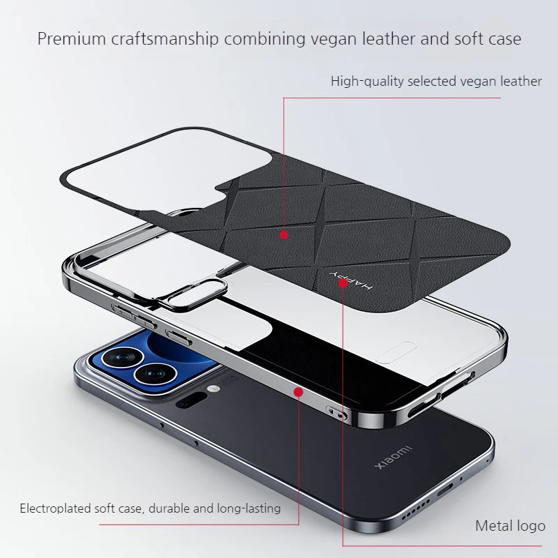 Xiaomi Mi 17/Pro/Pro Max - Plain Leather PC Shockproof Case - Image 4