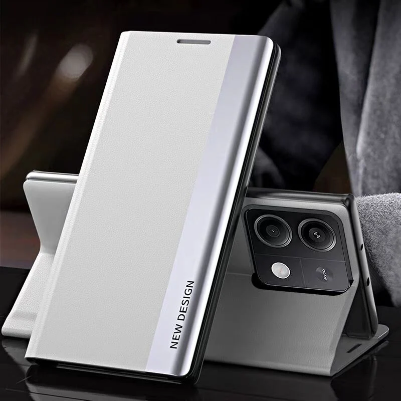 Xiaomi Redmi Note 13 5G/Pro 5G/Pro+ Ultra-thin Premium Minimalist Folding Genuine Leather Series Case - Image 12