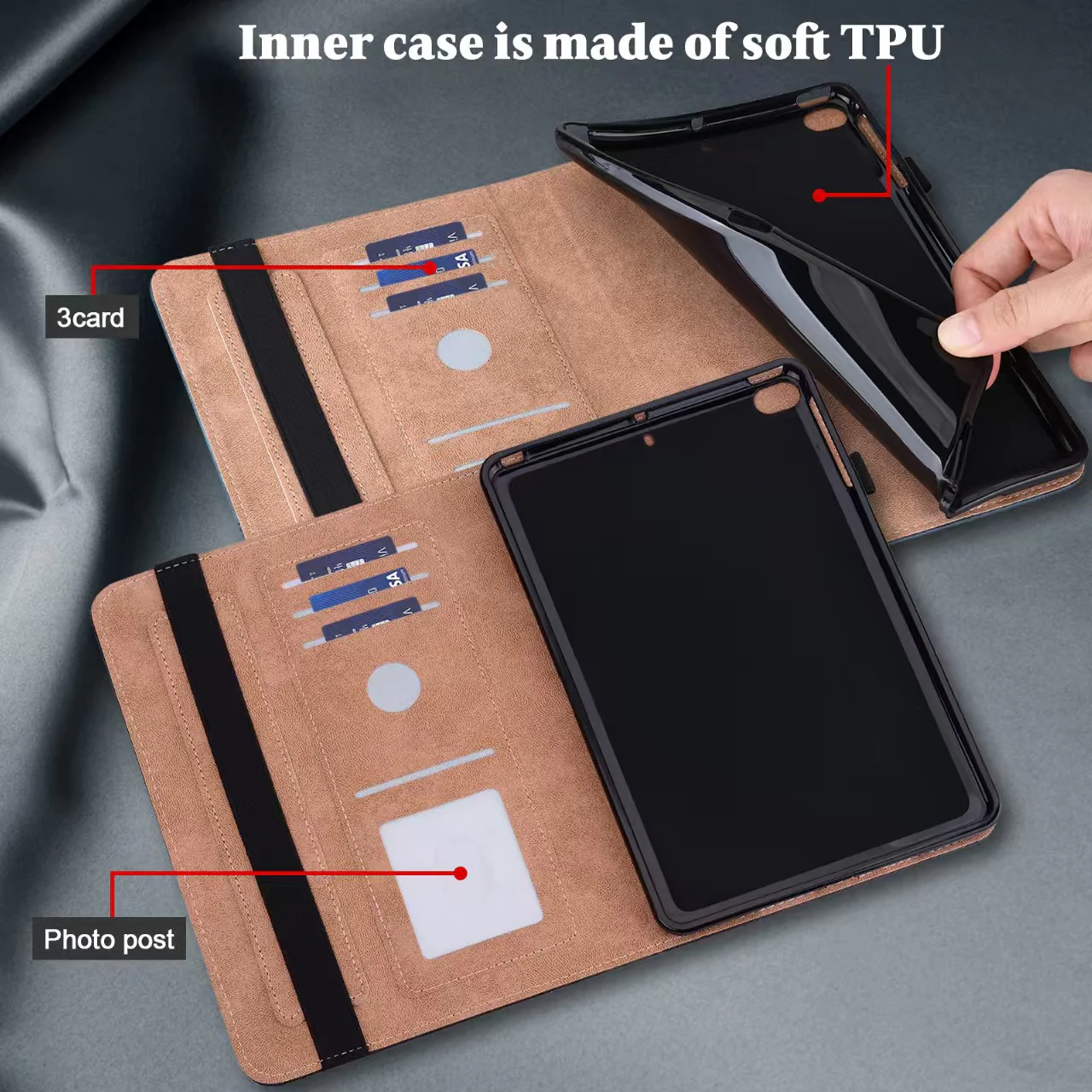 Xiaomi Redmi Pad SE 8.7’’ (2024) Retro Business Matte Striped Card Slot Protective Case - Image 4