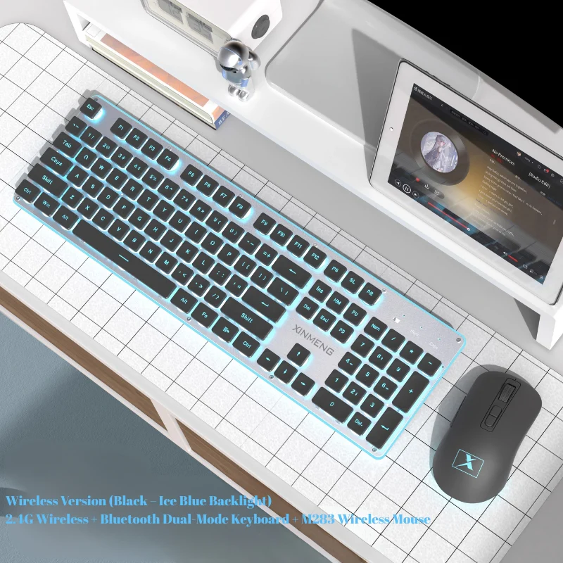Xinmeng Dual-Mode Keyboard – 104-Key Linear/Tactile Switches, Water-Drop Keycaps, Silent Typing, LED Backlight, Metal Panel - Image 10