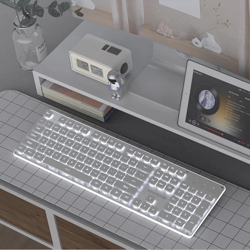 Xinmeng Dual-Mode Keyboard – 104-Key Linear/Tactile Switches, Water-Drop Keycaps, Silent Typing, LED Backlight, Metal Panel - Image 11
