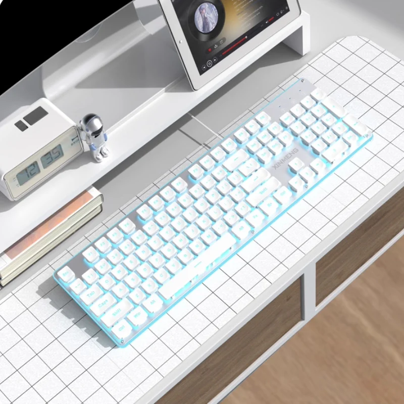 Xinmeng Dual-Mode Keyboard – 104-Key Linear/Tactile Switches, Water-Drop Keycaps, Silent Typing, LED Backlight, Metal Panel - Image 13