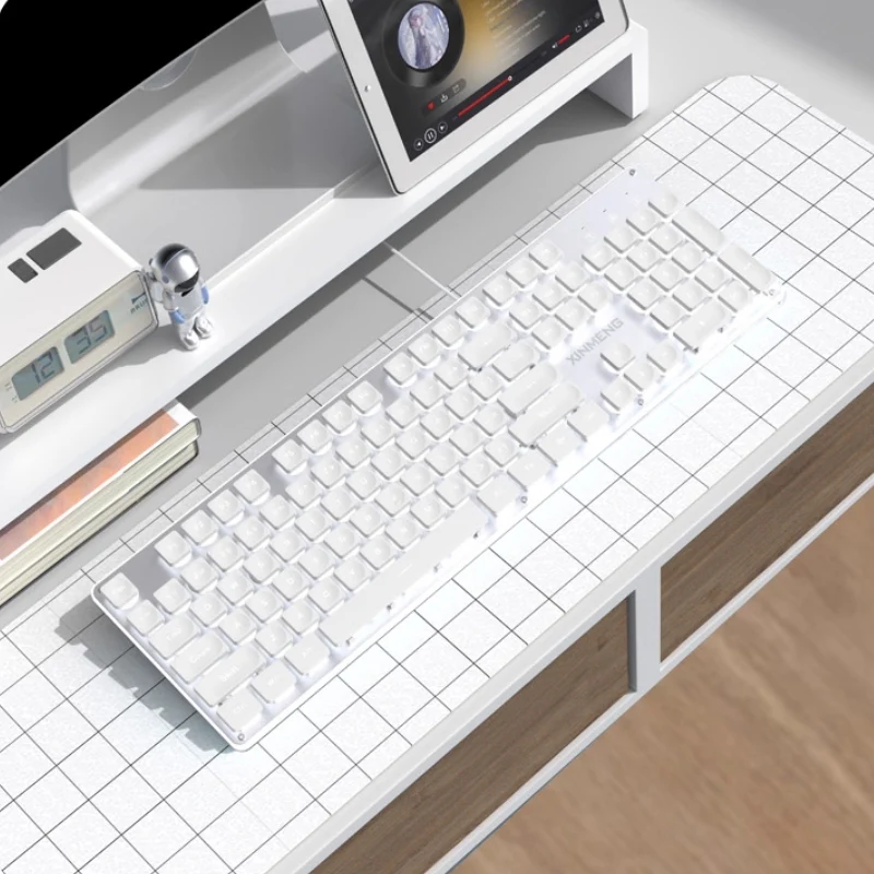 Xinmeng Dual-Mode Keyboard – 104-Key Linear/Tactile Switches, Water-Drop Keycaps, Silent Typing, LED Backlight, Metal Panel - Image 14